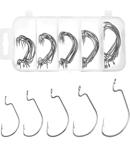 Amazon | Piscorush オフセットフックセット バス釣り ワームフック